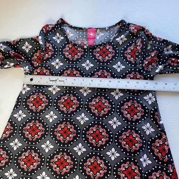 J Khaki JK Girls Authentic Long Sleeve A Line Dress Size M Black Floral Print - Picture 5 of 10